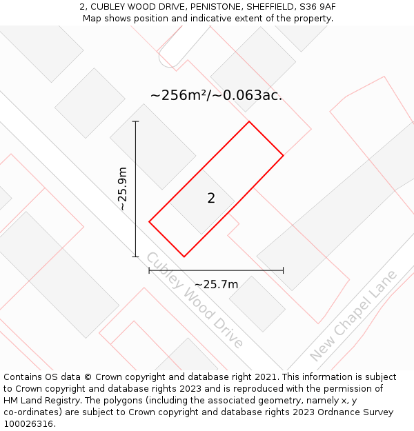 2, CUBLEY WOOD DRIVE, PENISTONE, SHEFFIELD, S36 9AF: Plot and title map