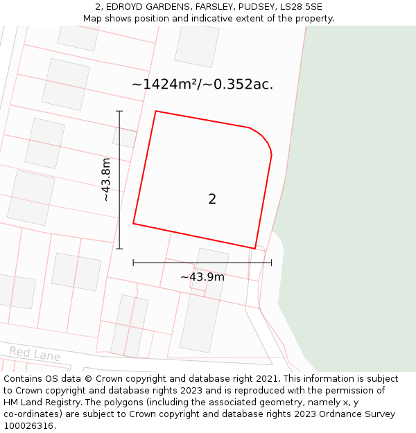 2, EDROYD GARDENS, FARSLEY, PUDSEY, LS28 5SE: Plot and title map