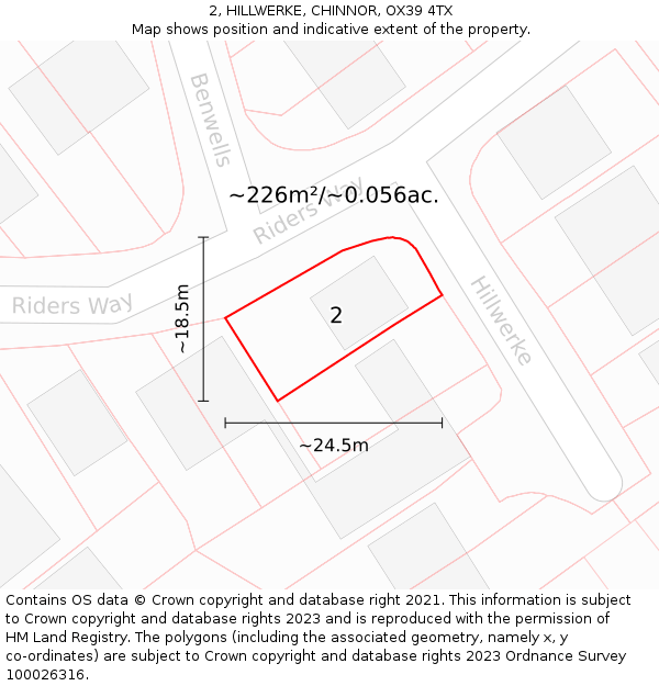 2, HILLWERKE, CHINNOR, OX39 4TX: Plot and title map