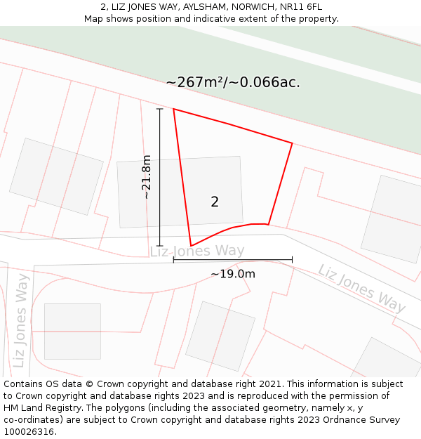 2, LIZ JONES WAY, AYLSHAM, NORWICH, NR11 6FL: Plot and title map