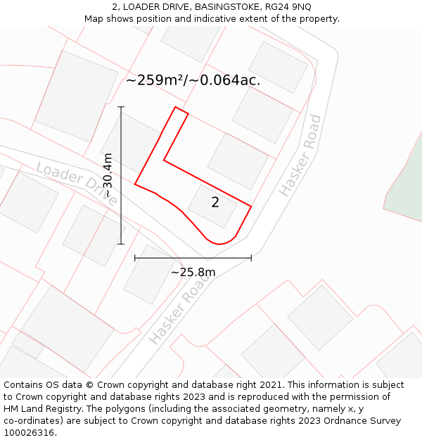 2, LOADER DRIVE, BASINGSTOKE, RG24 9NQ: Plot and title map