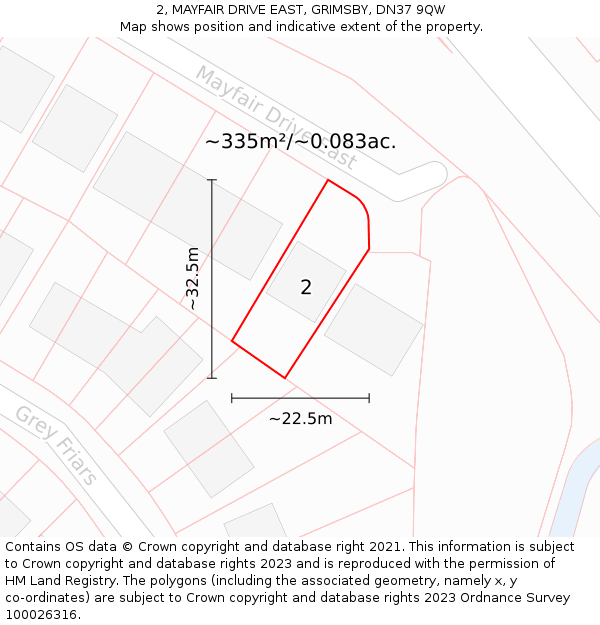 2, MAYFAIR DRIVE EAST, GRIMSBY, DN37 9QW: Plot and title map