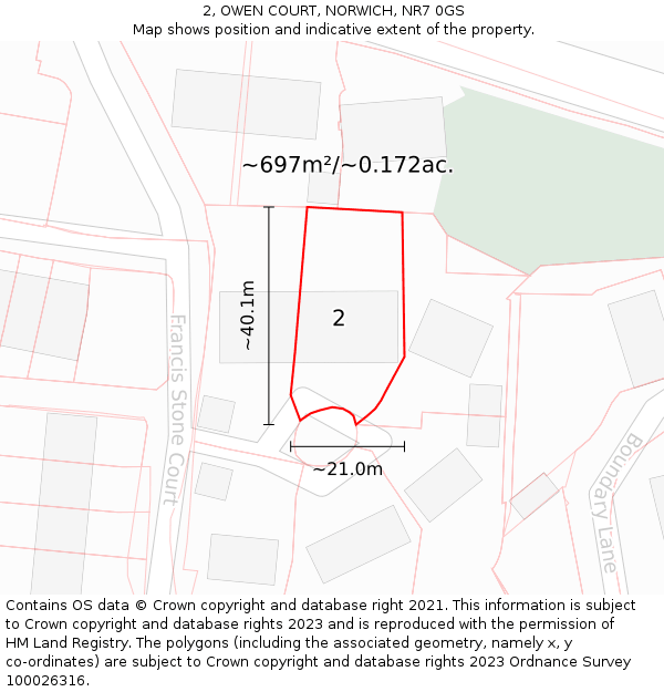 2, OWEN COURT, NORWICH, NR7 0GS: Plot and title map