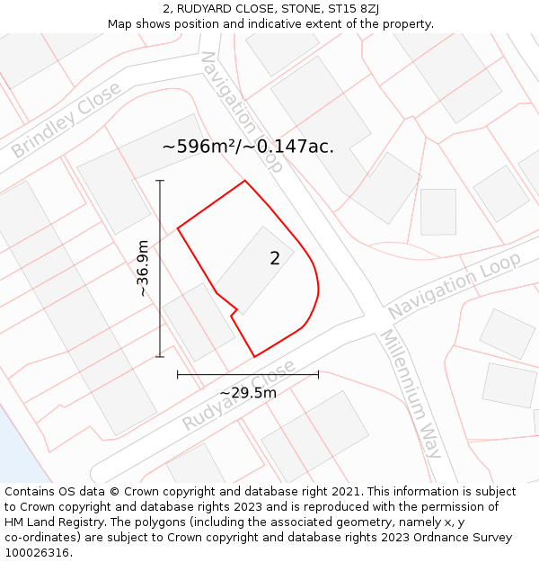 2, RUDYARD CLOSE, STONE, ST15 8ZJ: Plot and title map