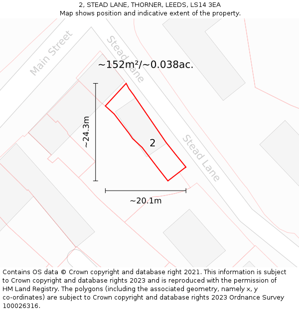 2, STEAD LANE, THORNER, LEEDS, LS14 3EA: Plot and title map