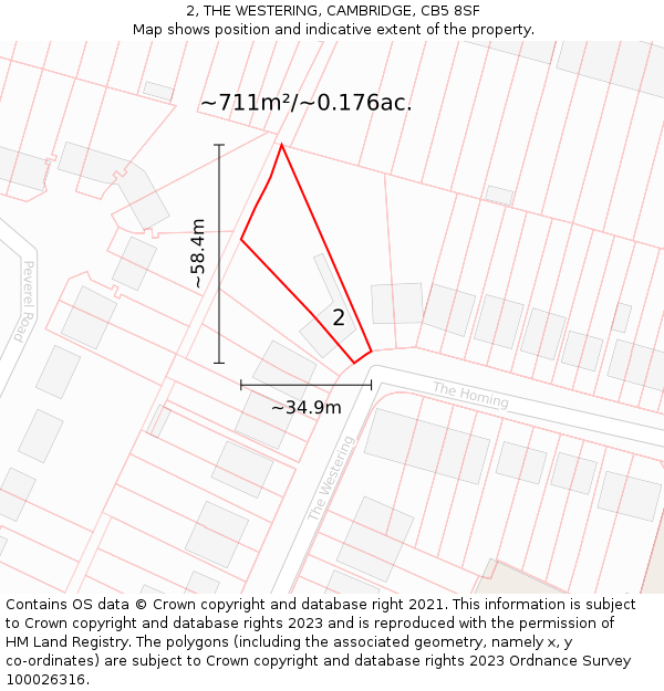 2, THE WESTERING, CAMBRIDGE, CB5 8SF: Plot and title map