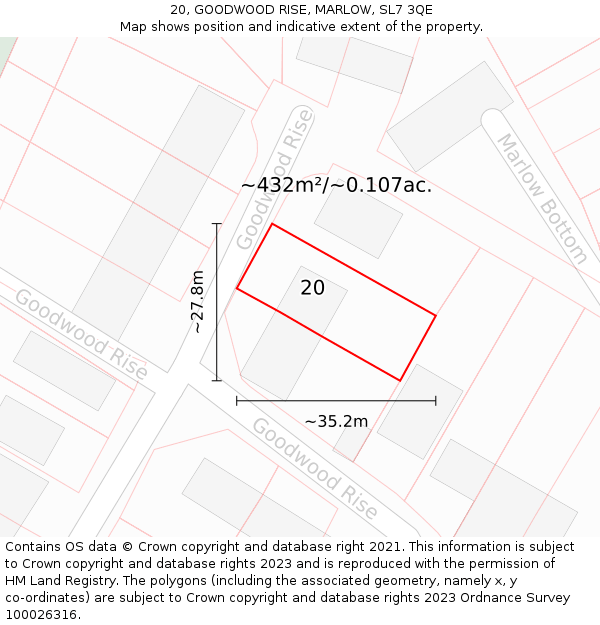 20, GOODWOOD RISE, MARLOW, SL7 3QE: Plot and title map