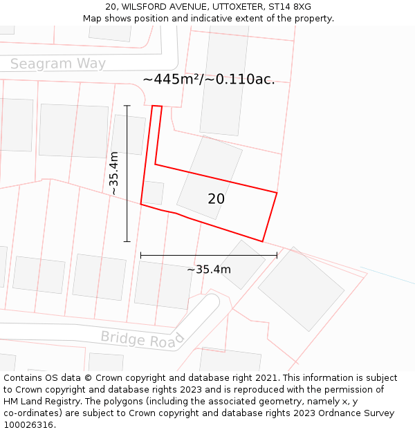 20, WILSFORD AVENUE, UTTOXETER, ST14 8XG: Plot and title map