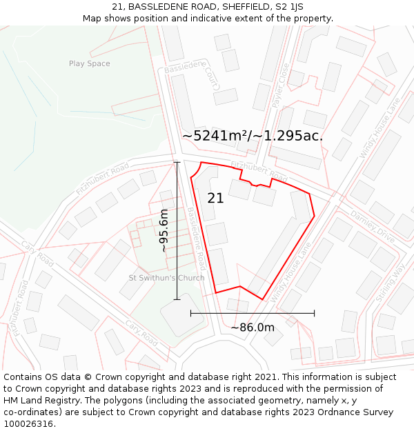 21, BASSLEDENE ROAD, SHEFFIELD, S2 1JS: Plot and title map