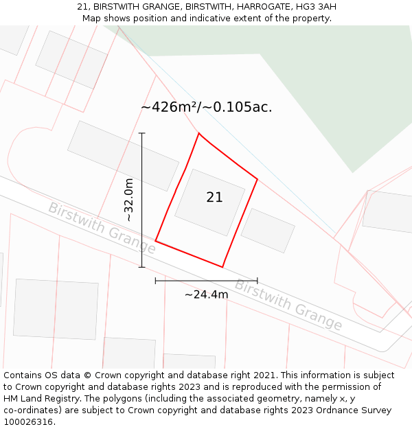 21, BIRSTWITH GRANGE, BIRSTWITH, HARROGATE, HG3 3AH: Plot and title map