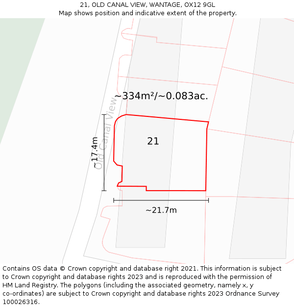 21, OLD CANAL VIEW, WANTAGE, OX12 9GL: Plot and title map