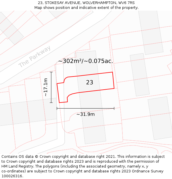 23, STOKESAY AVENUE, WOLVERHAMPTON, WV6 7RS: Plot and title map