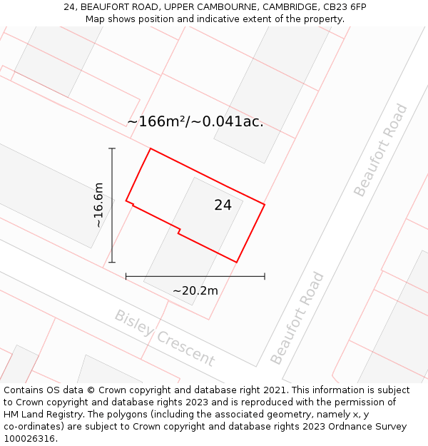 24, BEAUFORT ROAD, UPPER CAMBOURNE, CAMBRIDGE, CB23 6FP: Plot and title map