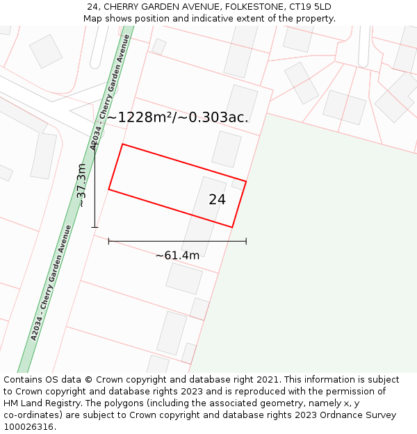 24, CHERRY GARDEN AVENUE, FOLKESTONE, CT19 5LD: Plot and title map