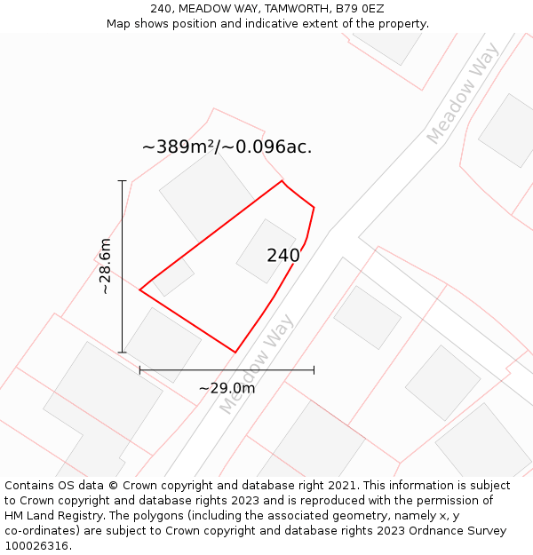 240, MEADOW WAY, TAMWORTH, B79 0EZ: Plot and title map