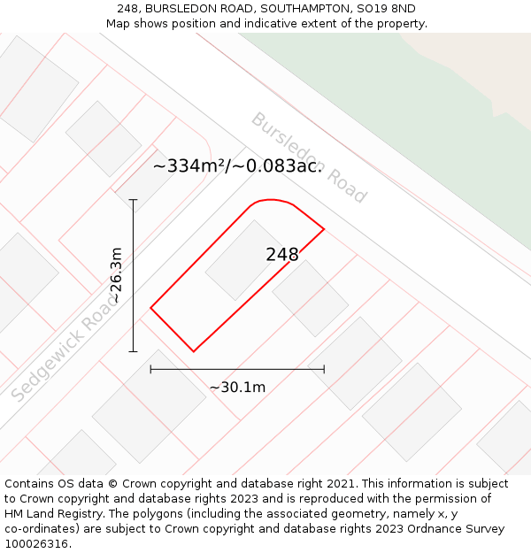 248, BURSLEDON ROAD, SOUTHAMPTON, SO19 8ND: Plot and title map