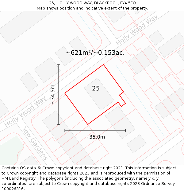 25, HOLLY WOOD WAY, BLACKPOOL, FY4 5FQ: Plot and title map