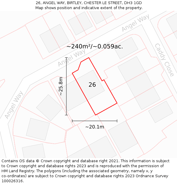 26, ANGEL WAY, BIRTLEY, CHESTER LE STREET, DH3 1GD: Plot and title map