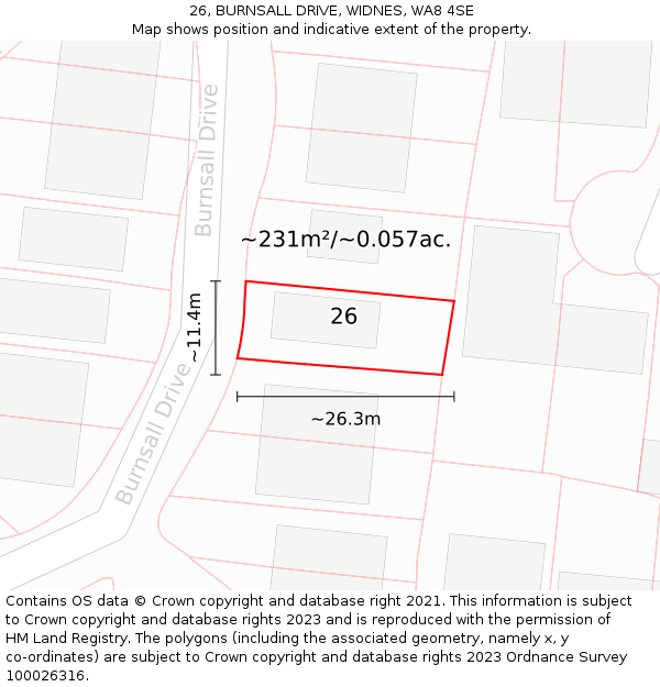 26, BURNSALL DRIVE, WIDNES, WA8 4SE: Plot and title map