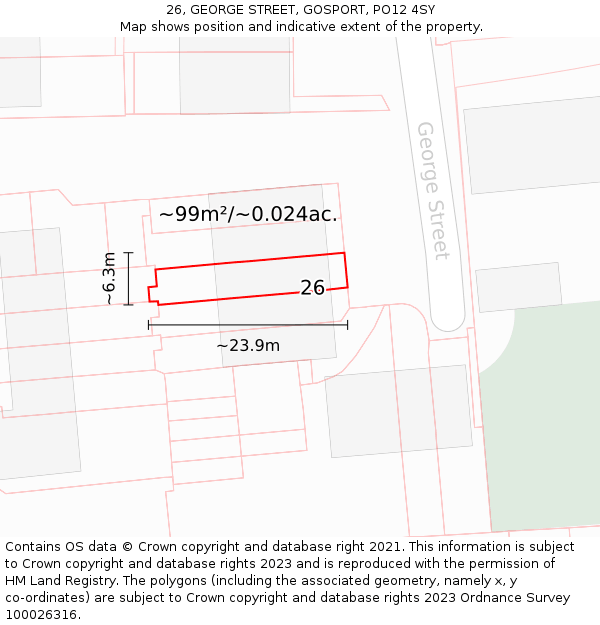 26, GEORGE STREET, GOSPORT, PO12 4SY: Plot and title map