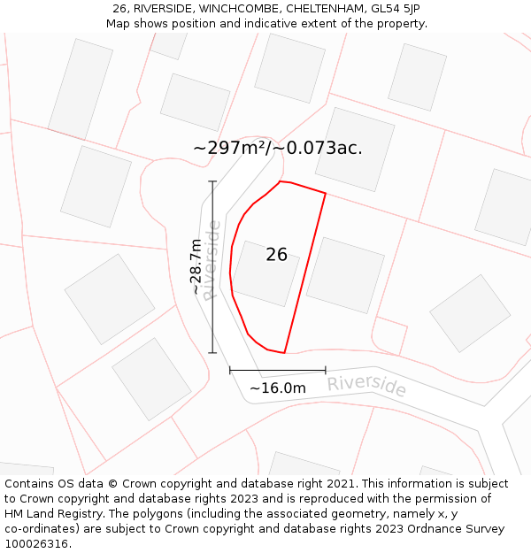 26, RIVERSIDE, WINCHCOMBE, CHELTENHAM, GL54 5JP: Plot and title map