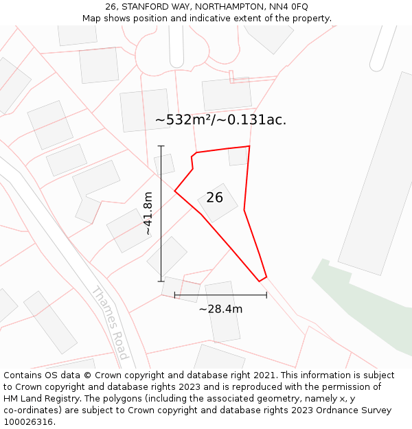 26, STANFORD WAY, NORTHAMPTON, NN4 0FQ: Plot and title map