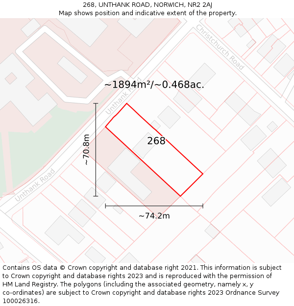 268, UNTHANK ROAD, NORWICH, NR2 2AJ: Plot and title map