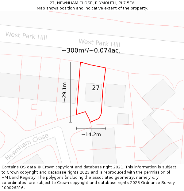 27, NEWNHAM CLOSE, PLYMOUTH, PL7 5EA: Plot and title map