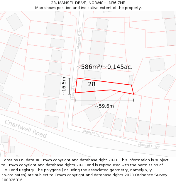 28, MANSEL DRIVE, NORWICH, NR6 7NB: Plot and title map