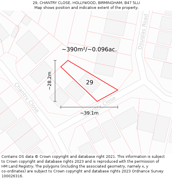 29, CHANTRY CLOSE, HOLLYWOOD, BIRMINGHAM, B47 5LU: Plot and title map