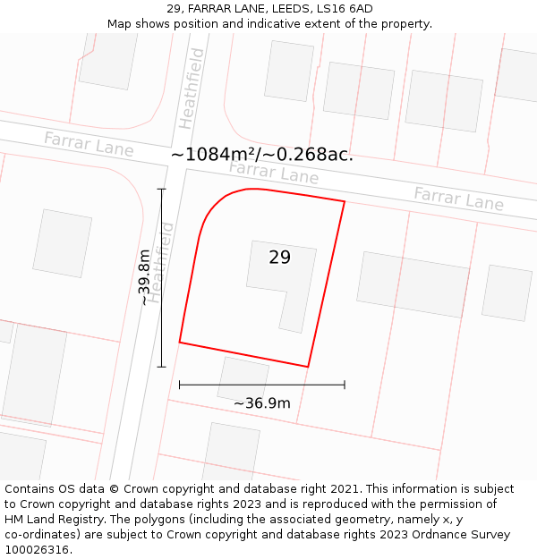 29, FARRAR LANE, LEEDS, LS16 6AD: Plot and title map