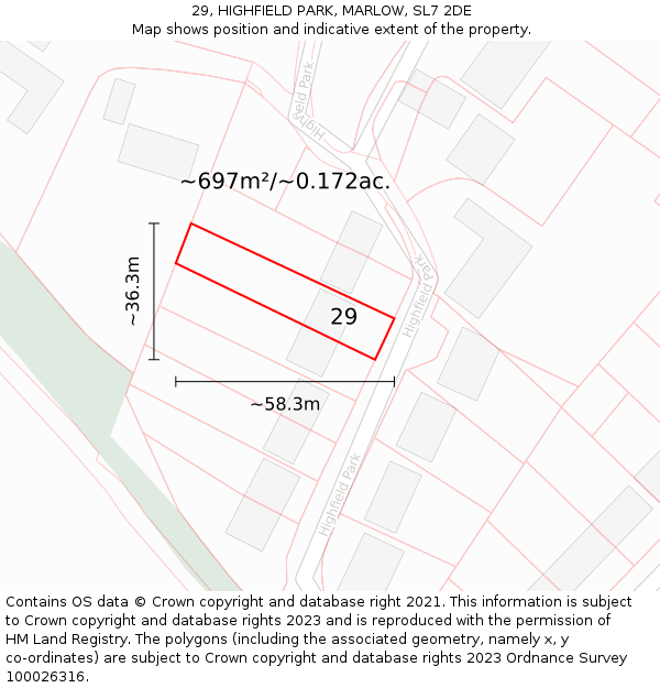 29, HIGHFIELD PARK, MARLOW, SL7 2DE: Plot and title map