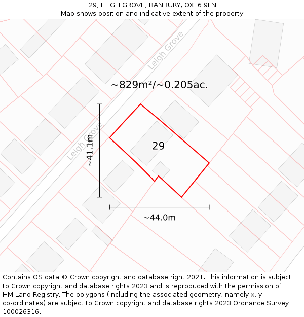 29, LEIGH GROVE, BANBURY, OX16 9LN: Plot and title map