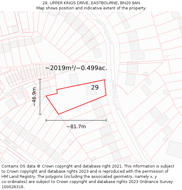 29, UPPER KINGS DRIVE, EASTBOURNE, BN20 9AN: Plot and title map