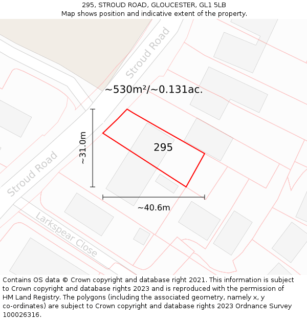 295, STROUD ROAD, GLOUCESTER, GL1 5LB: Plot and title map