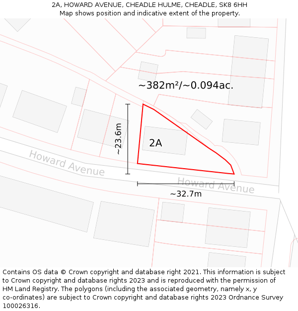 2A, HOWARD AVENUE, CHEADLE HULME, CHEADLE, SK8 6HH: Plot and title map