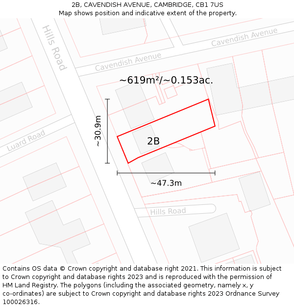 2B, CAVENDISH AVENUE, CAMBRIDGE, CB1 7US: Plot and title map