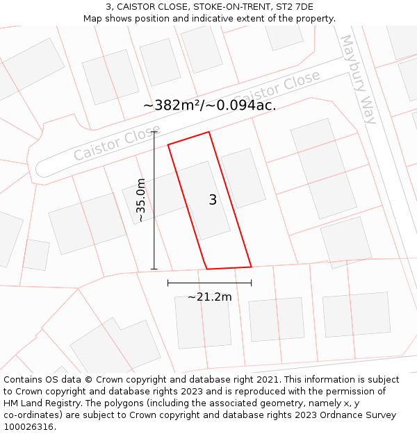 3, CAISTOR CLOSE, STOKE-ON-TRENT, ST2 7DE: Plot and title map