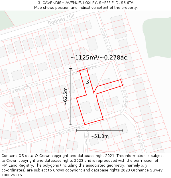 3, CAVENDISH AVENUE, LOXLEY, SHEFFIELD, S6 6TA: Plot and title map