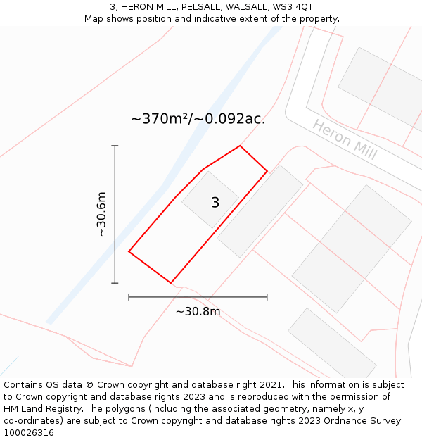 3, HERON MILL, PELSALL, WALSALL, WS3 4QT: Plot and title map