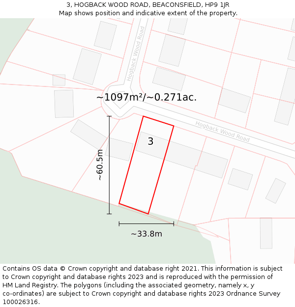 3, HOGBACK WOOD ROAD, BEACONSFIELD, HP9 1JR: Plot and title map