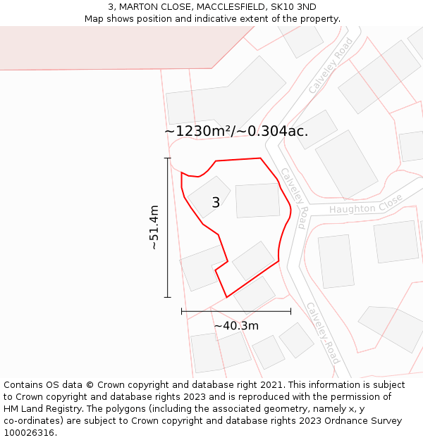 3, MARTON CLOSE, MACCLESFIELD, SK10 3ND: Plot and title map