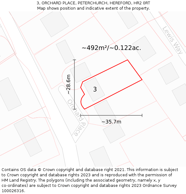 3, ORCHARD PLACE, PETERCHURCH, HEREFORD, HR2 0RT: Plot and title map