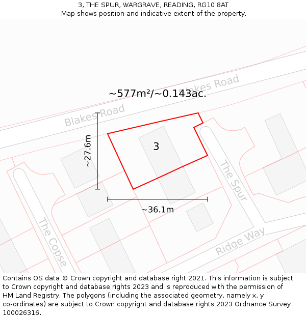 3, THE SPUR, WARGRAVE, READING, RG10 8AT: Plot and title map