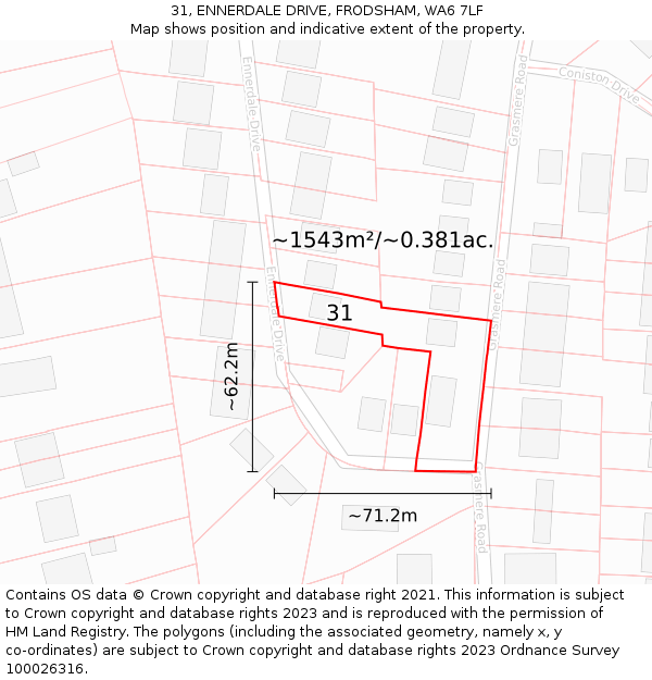 31, ENNERDALE DRIVE, FRODSHAM, WA6 7LF: Plot and title map