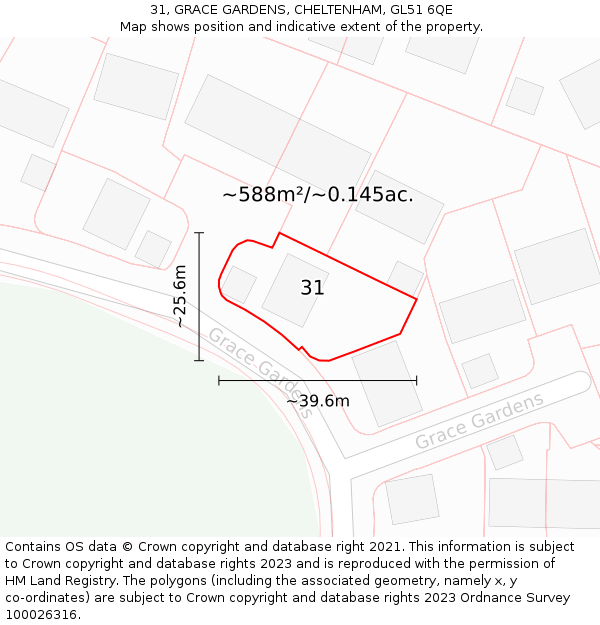 31, GRACE GARDENS, CHELTENHAM, GL51 6QE: Plot and title map