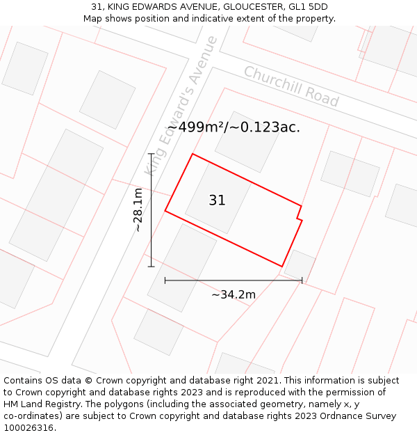 31, KING EDWARDS AVENUE, GLOUCESTER, GL1 5DD: Plot and title map