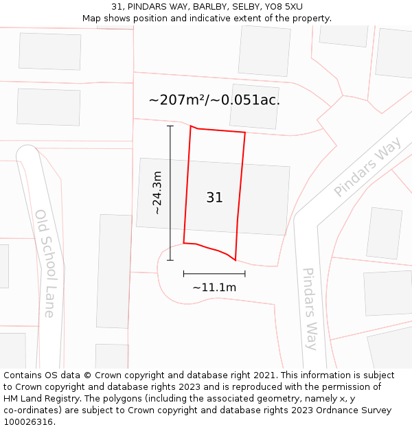 31, PINDARS WAY, BARLBY, SELBY, YO8 5XU: Plot and title map