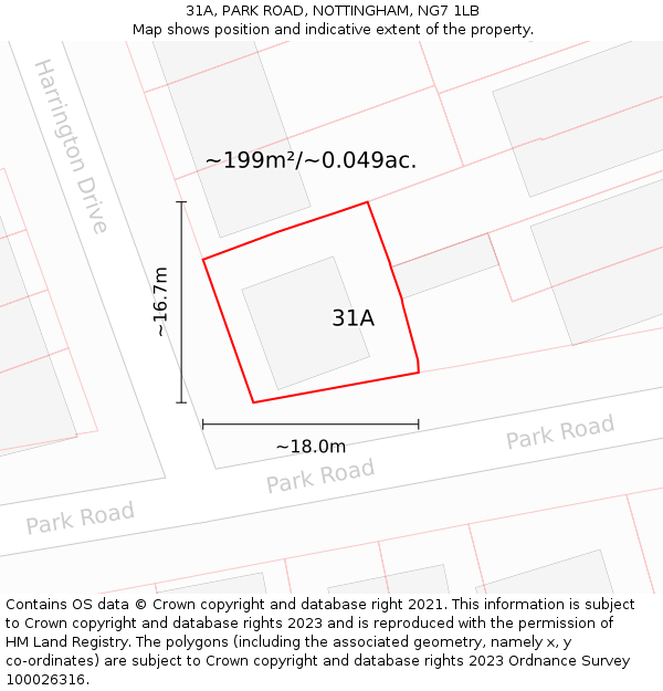 31A, PARK ROAD, NOTTINGHAM, NG7 1LB: Plot and title map