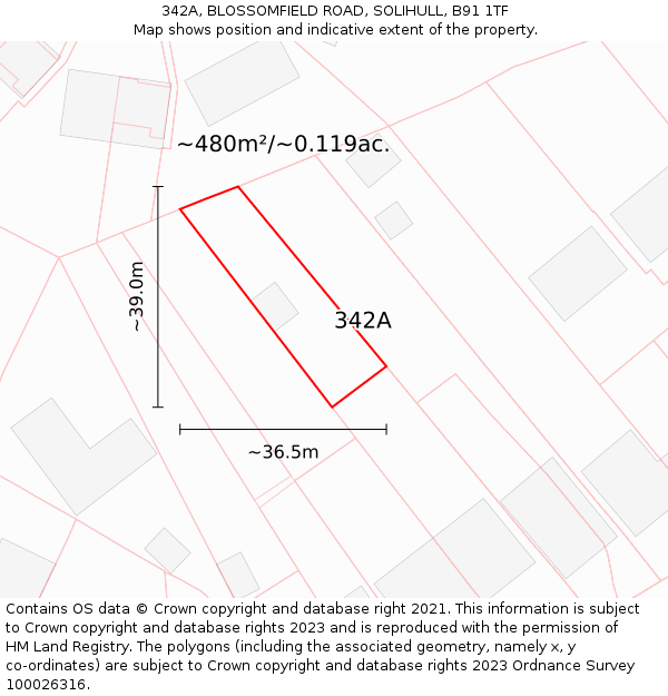 342A, BLOSSOMFIELD ROAD, SOLIHULL, B91 1TF: Plot and title map